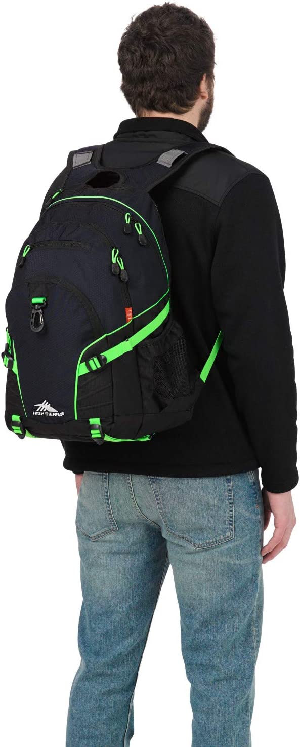 High Sierra Loop-Backpack, School, Travel, or Work Bookbag with tablet-sleeve, Black, One Size - Image 4